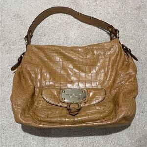 Michael Kors Brown Croc-Embossed Shoulder Bag